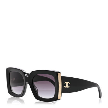 Chanel Acetate Rectangle Sunglasses 5435-A Black 1 of 8