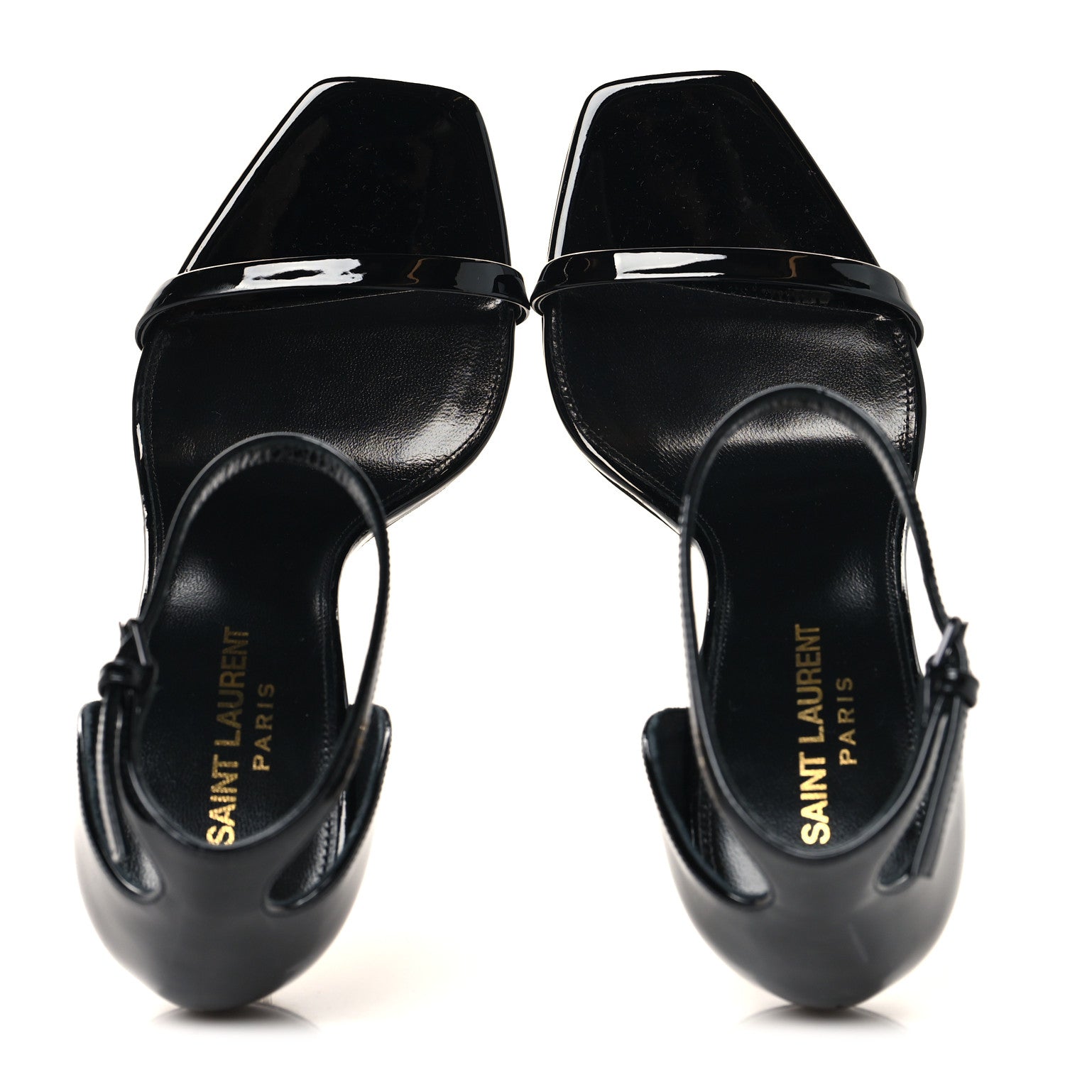Saint Laurent Patent Calfskin Opyum 110 Sandals 37 Black Gold