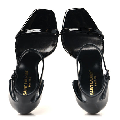 Saint Laurent Patent Calfskin Opyum 110 Sandals 37 Black Gold 2 of 9