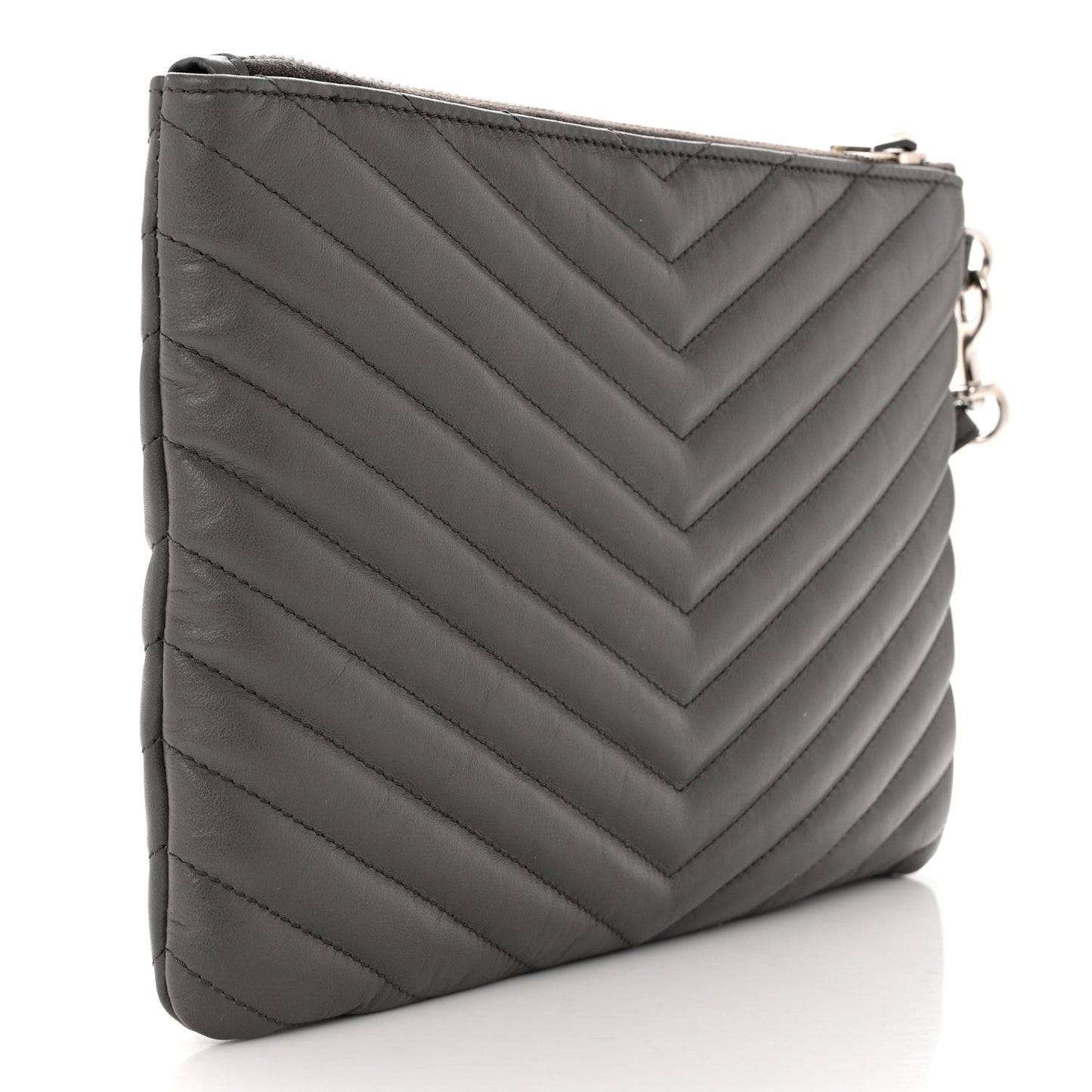 Calfskin Matelasse Chevron Monogram A5 Wristlet Earth