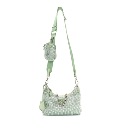 Prada Satin Crystal Re-Edition 2005 Shoulder Bag Acqua 1 of 14