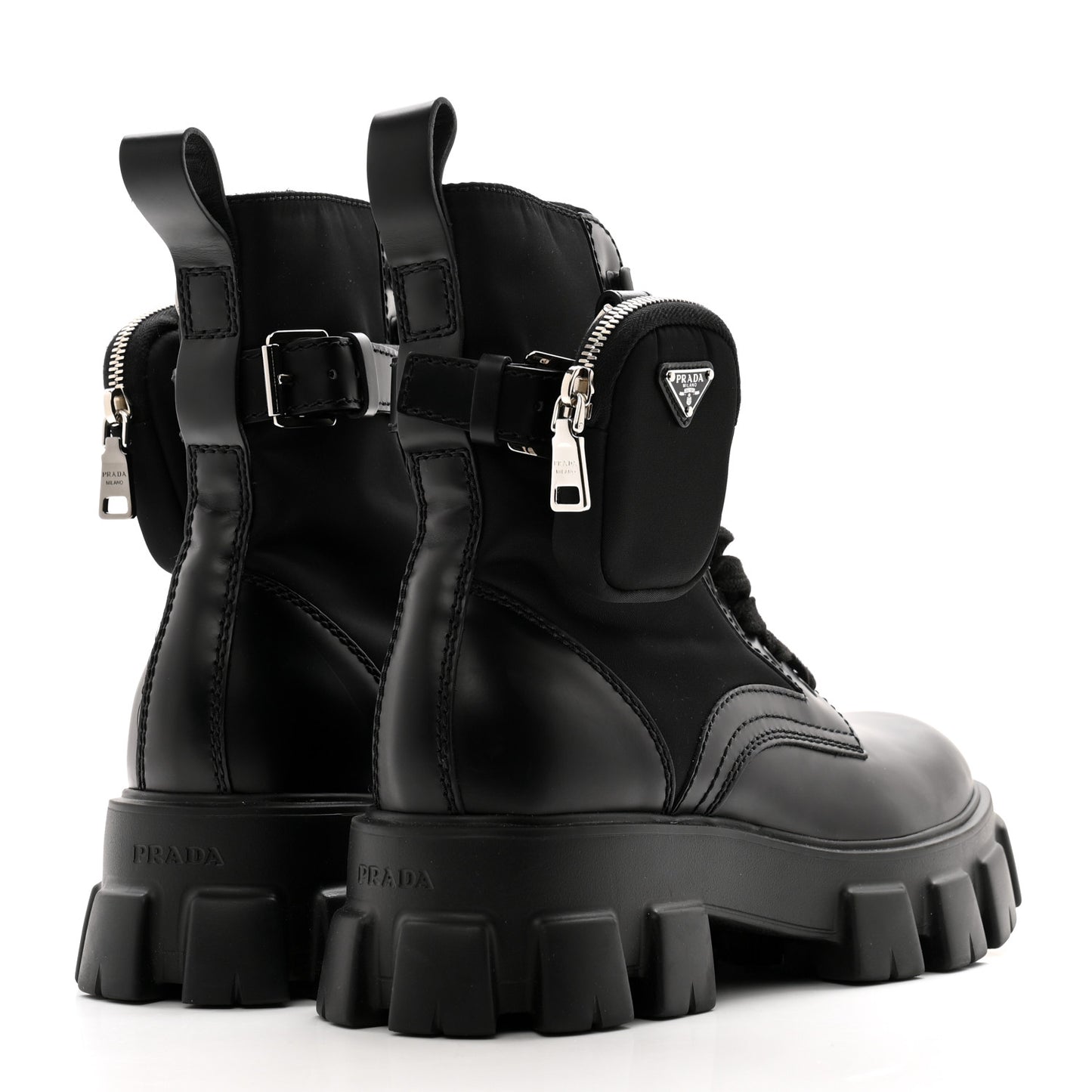 Spazzolato Rois Re-Nylon Metal Triangle Logo Mens Monolith Pouch Pocket 60mm Combat Boots 8 Black