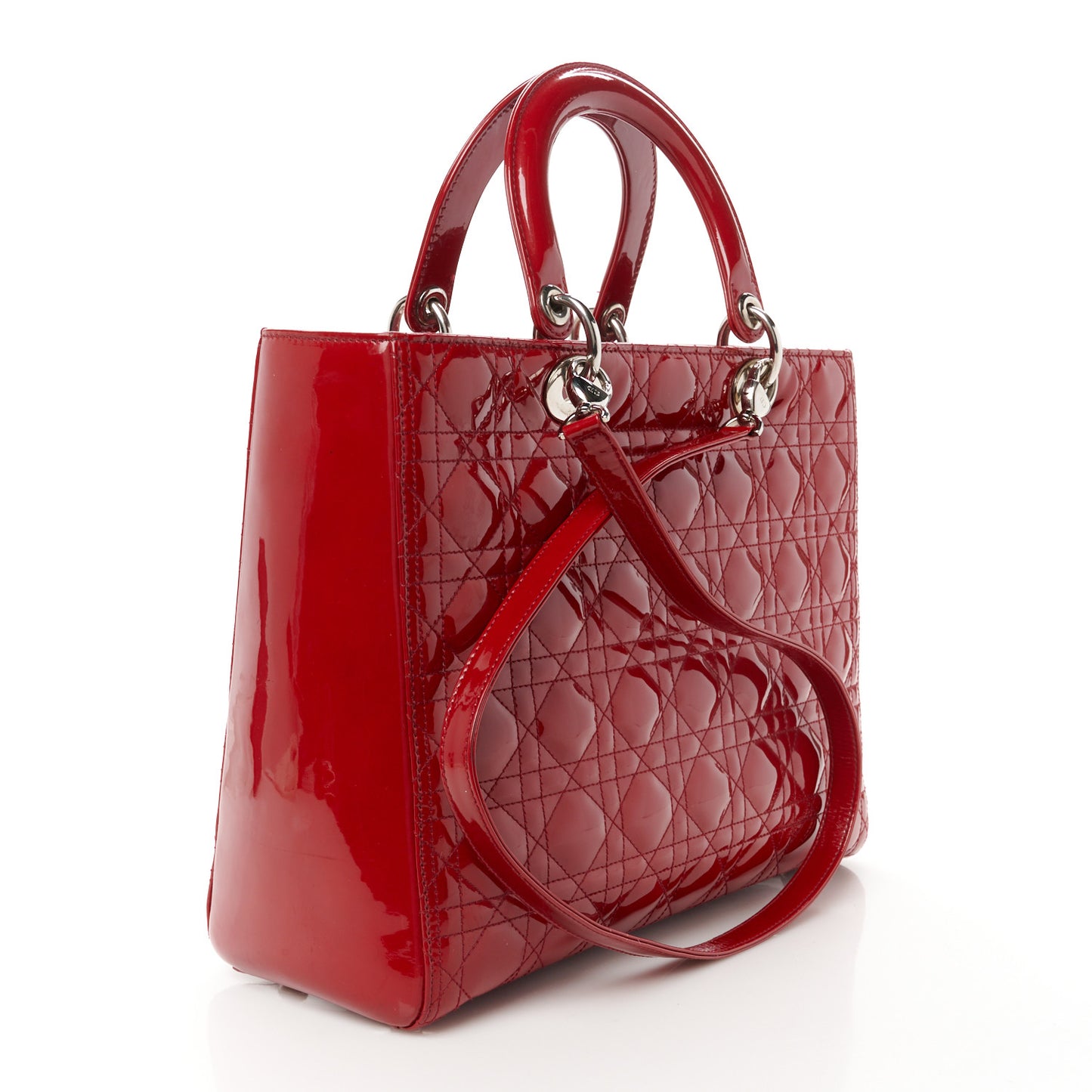 Patent Cannage Large Lady Dior Red