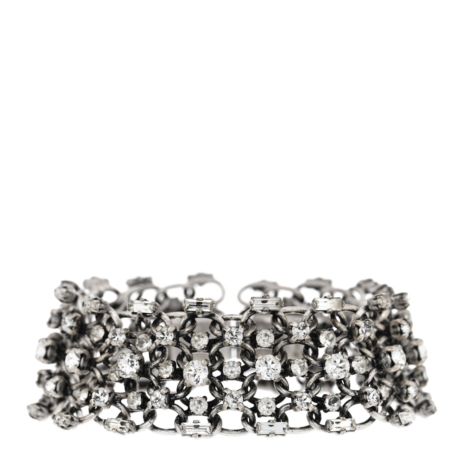 Saint Laurent Crystal Link Chain Bracelet Silver 1 of 5
