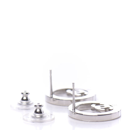 Chanel Crystal CC Round Earrings Silver 3 of 5