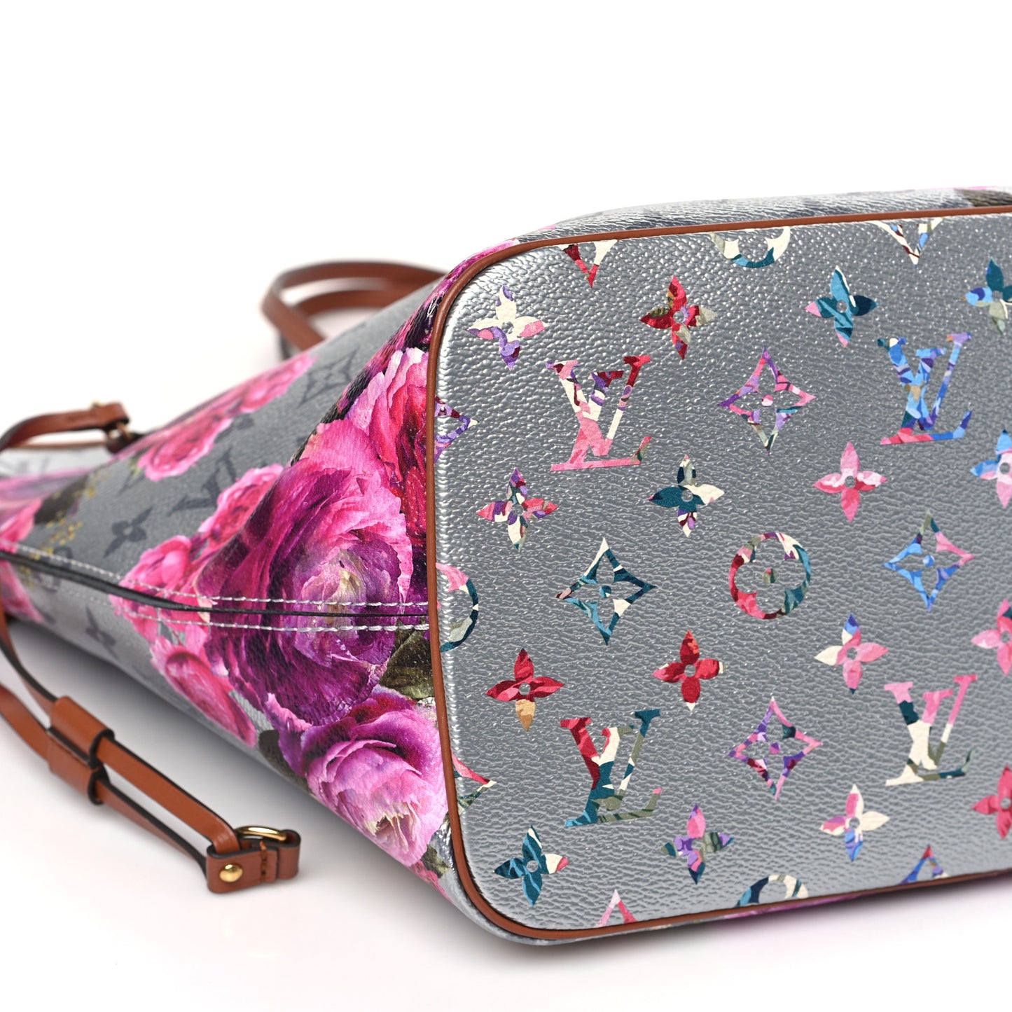 Metallic Monogram LV Garden Neverfull MM Silver