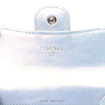 Chanel Iridescent Calfskin Quilted Flap Card Holder Light Blue 6 of 9