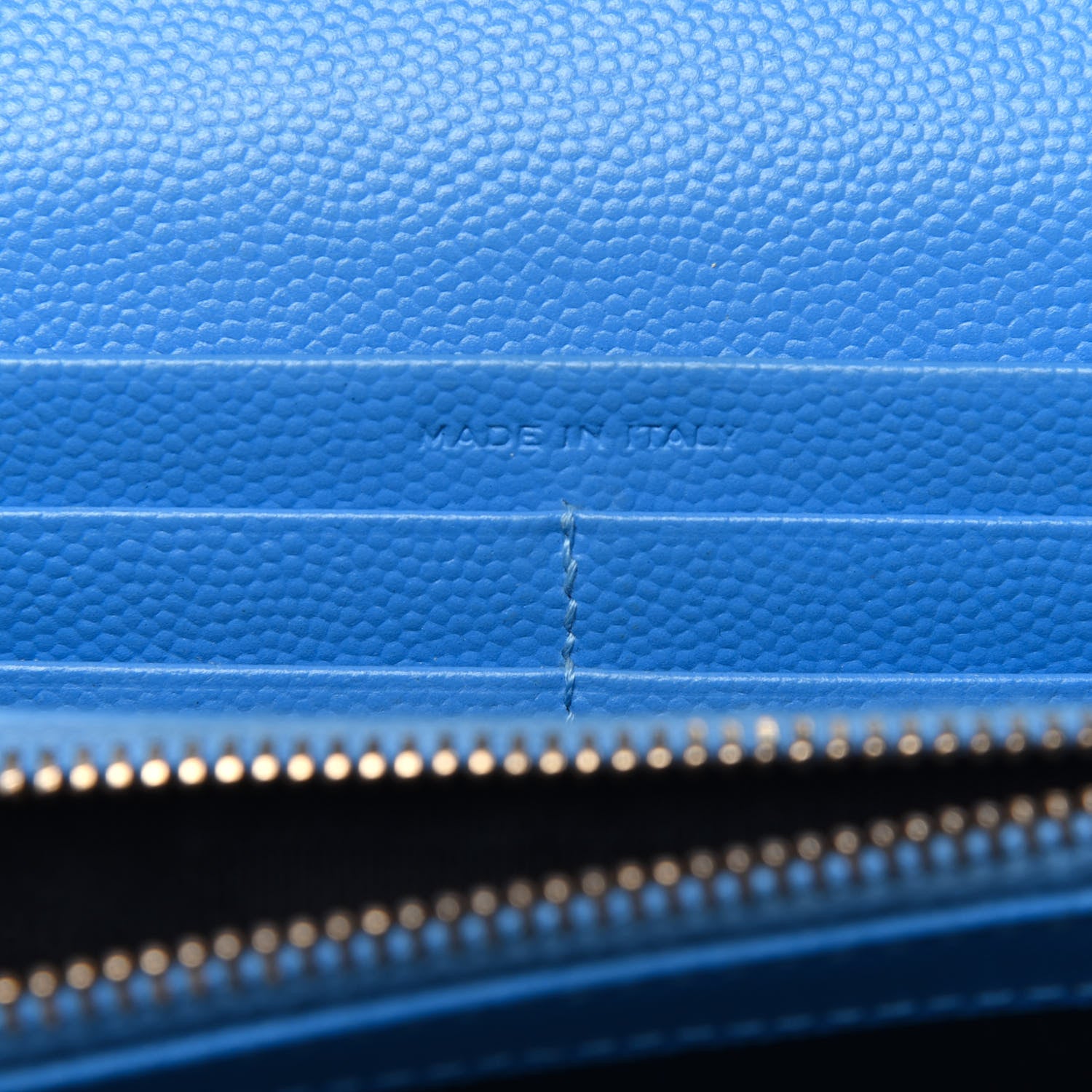 Saint Laurent Grain De Poudre Matelasse Chevron Monogram Flap Wallet Blue Clair 7 of 21