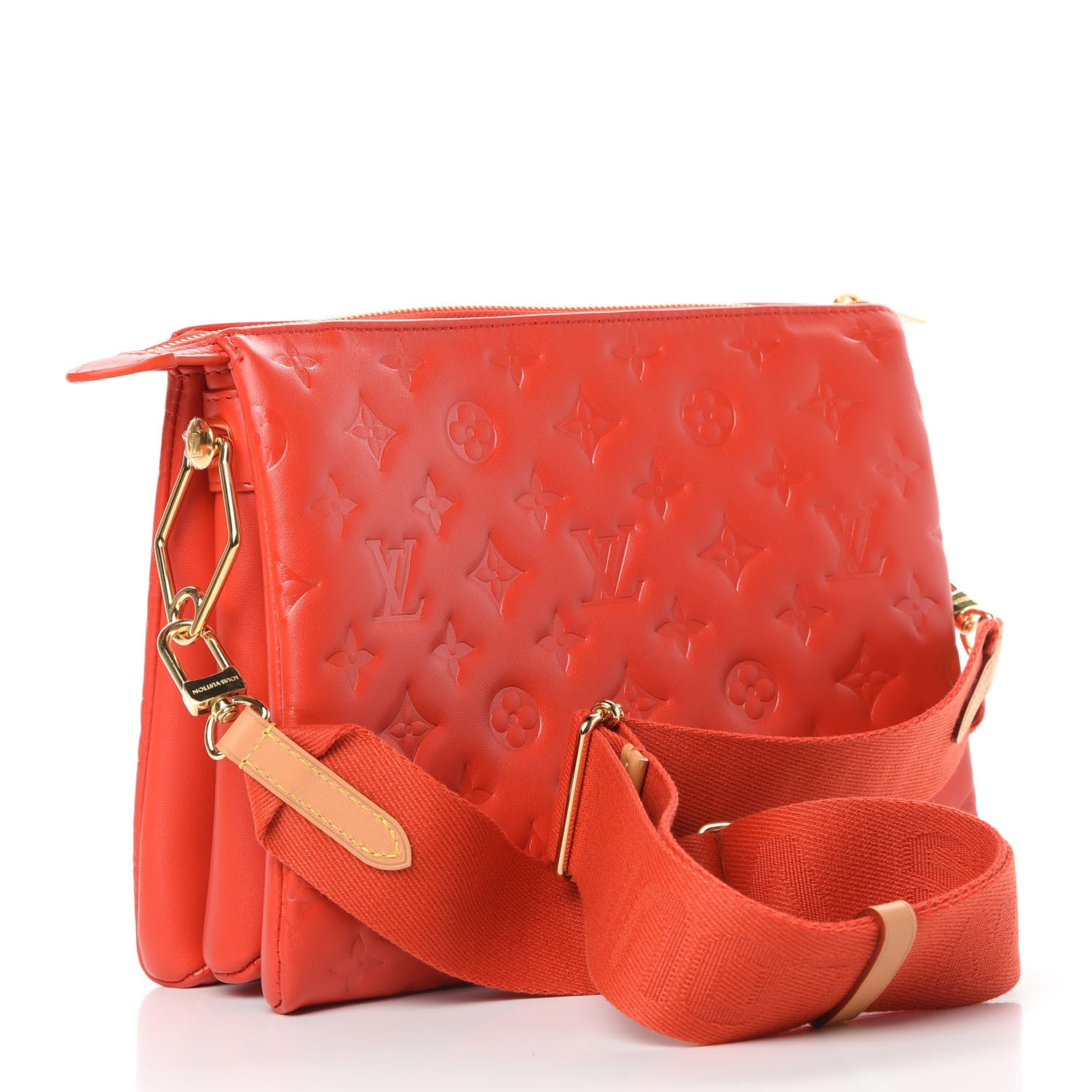Louis Vuitton Lambskin Embossed Monogram Coussin PM Red 3 of 13
