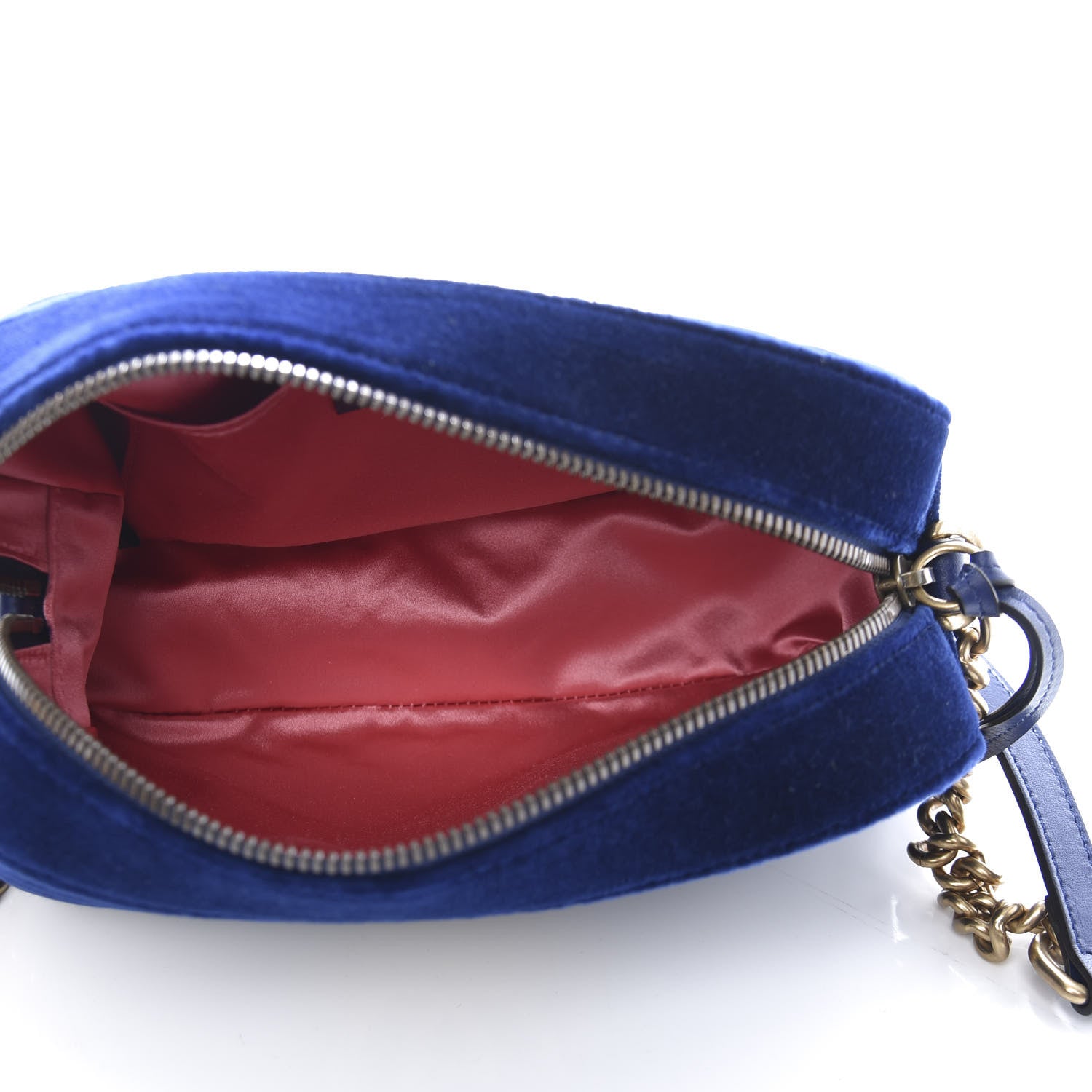 Gucci Velvet Matelasse Small GG Marmont Chain Shoulder Bag Cobalt 5 of 11