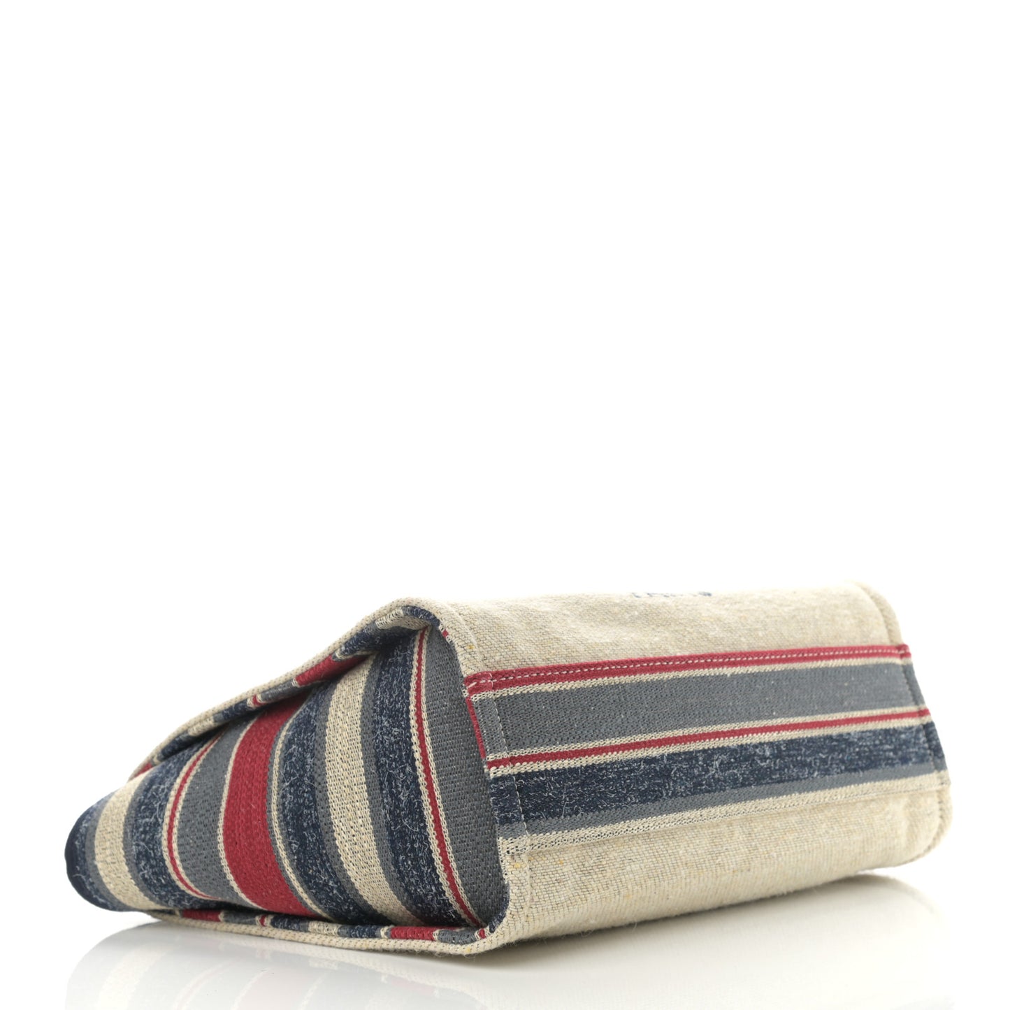 Striped Canvas Small Deauville Tote Beige