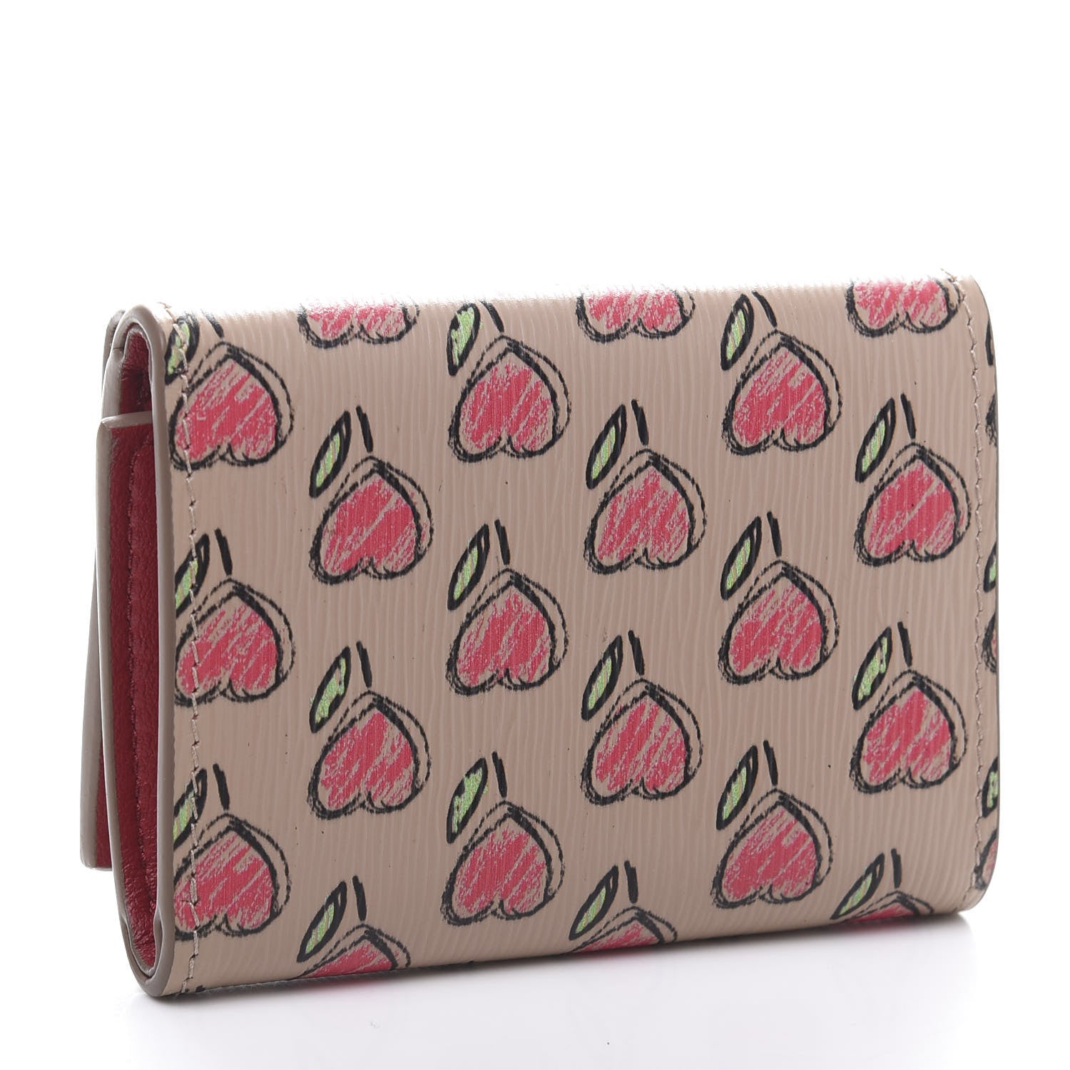 Prada Vitello Move Love Print Envelope Tri-Fold Wallet Cipria 3 of 9