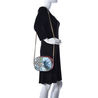 Gucci GG Supreme Monogram Blooms Mini Chain Shoulder Bag Beige Blue Navy Hibiscus Red 2 of 10