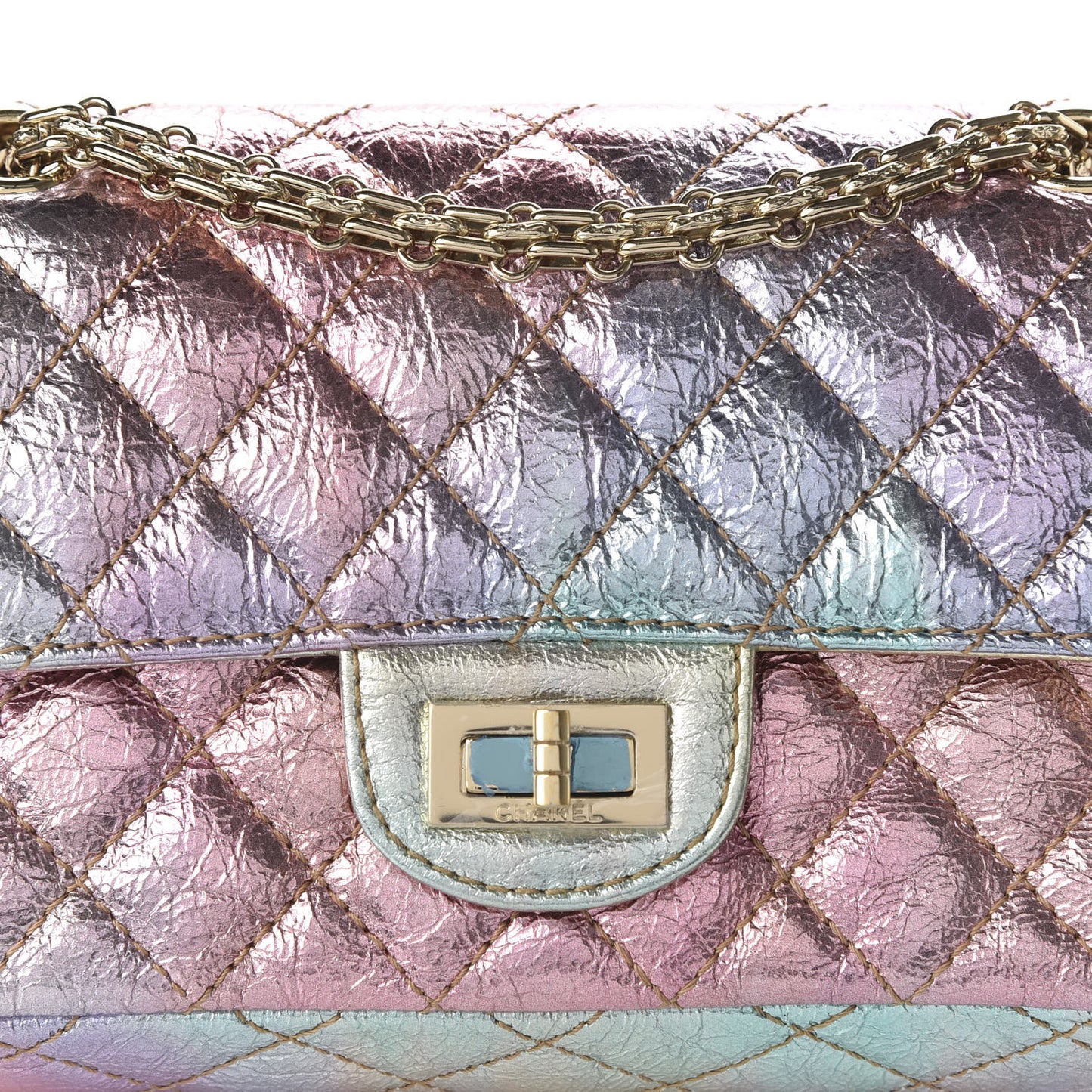 Metallic Goatskin Quilted Mini 2.55 Reissue Flap Multicolor