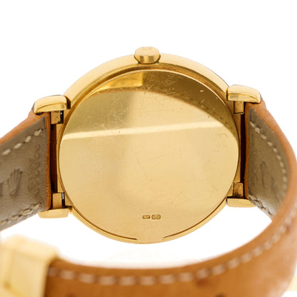 Rolex 18K Yellow Gold Ostrich 33mm Cellini Quartz Watch Brown 6622 4 of 4