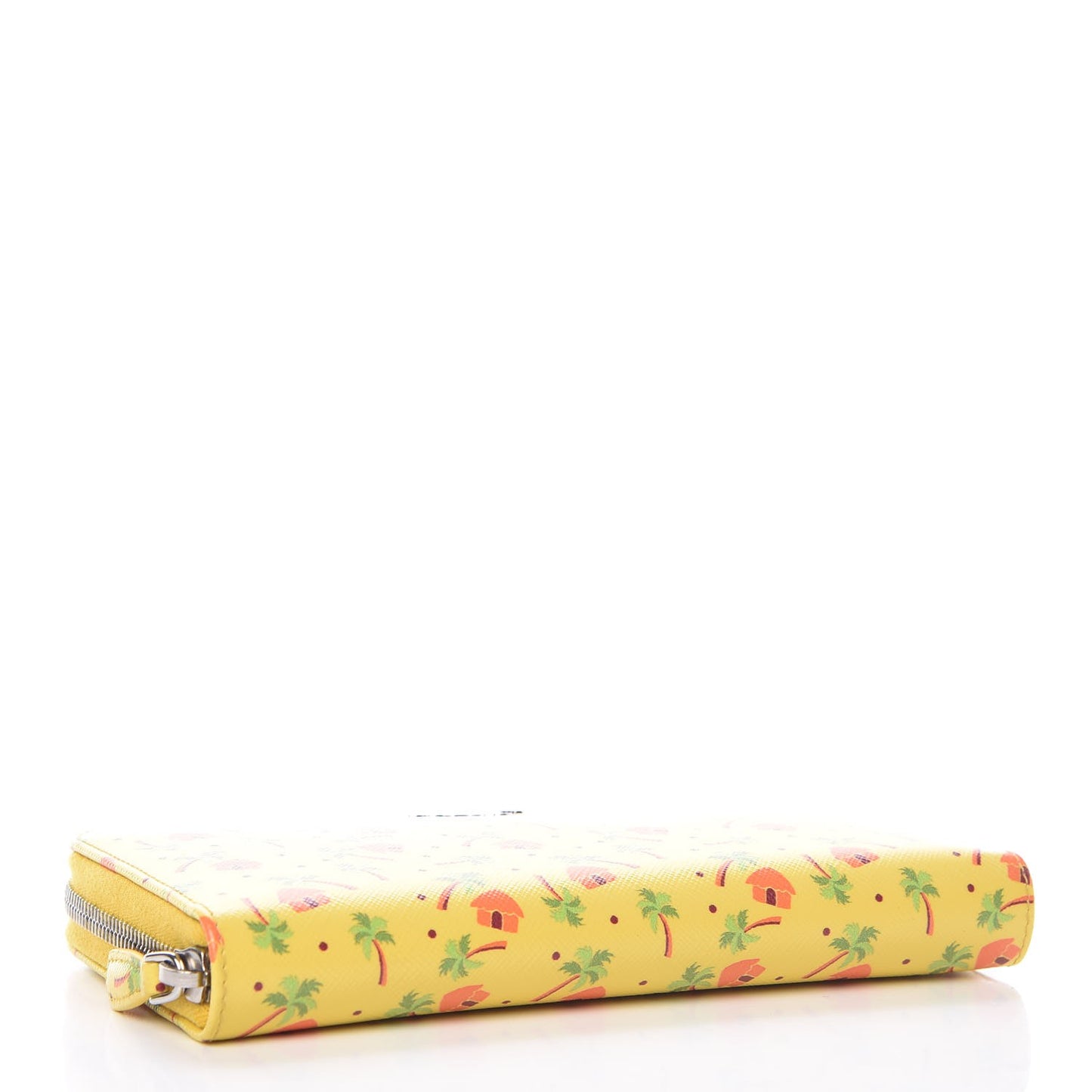 Saffiano Palm Tree Print Zip Around Wallet Giallo