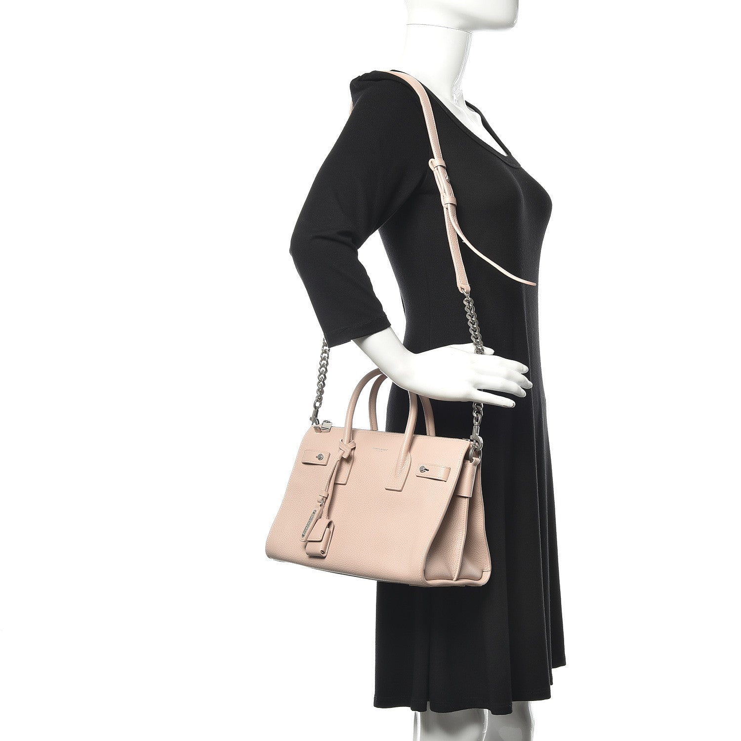Saint Laurent Grained Calfskin Baby Sac De Jour Souple Marble Pink 2 of 9