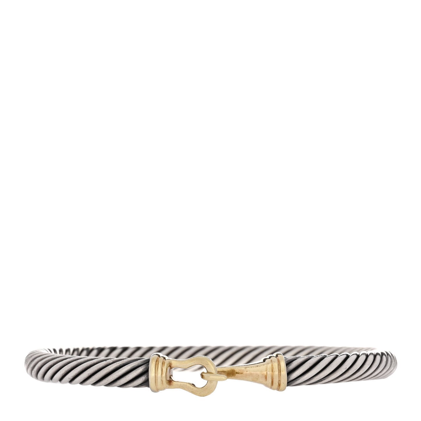 Sterling Silver 14K Yellow Gold 5mm Cable Classic Buckle Bracelet