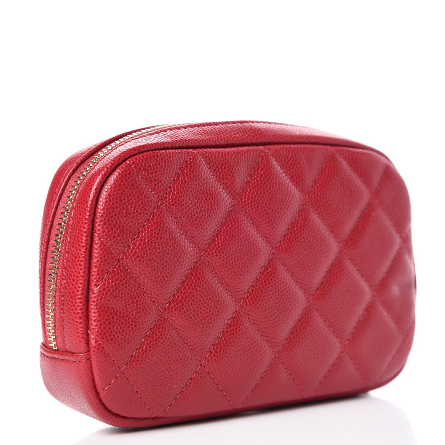 Chanel Caviar Quilted Small Curvy Pouch Cosmetic Case Pink 3 of 10