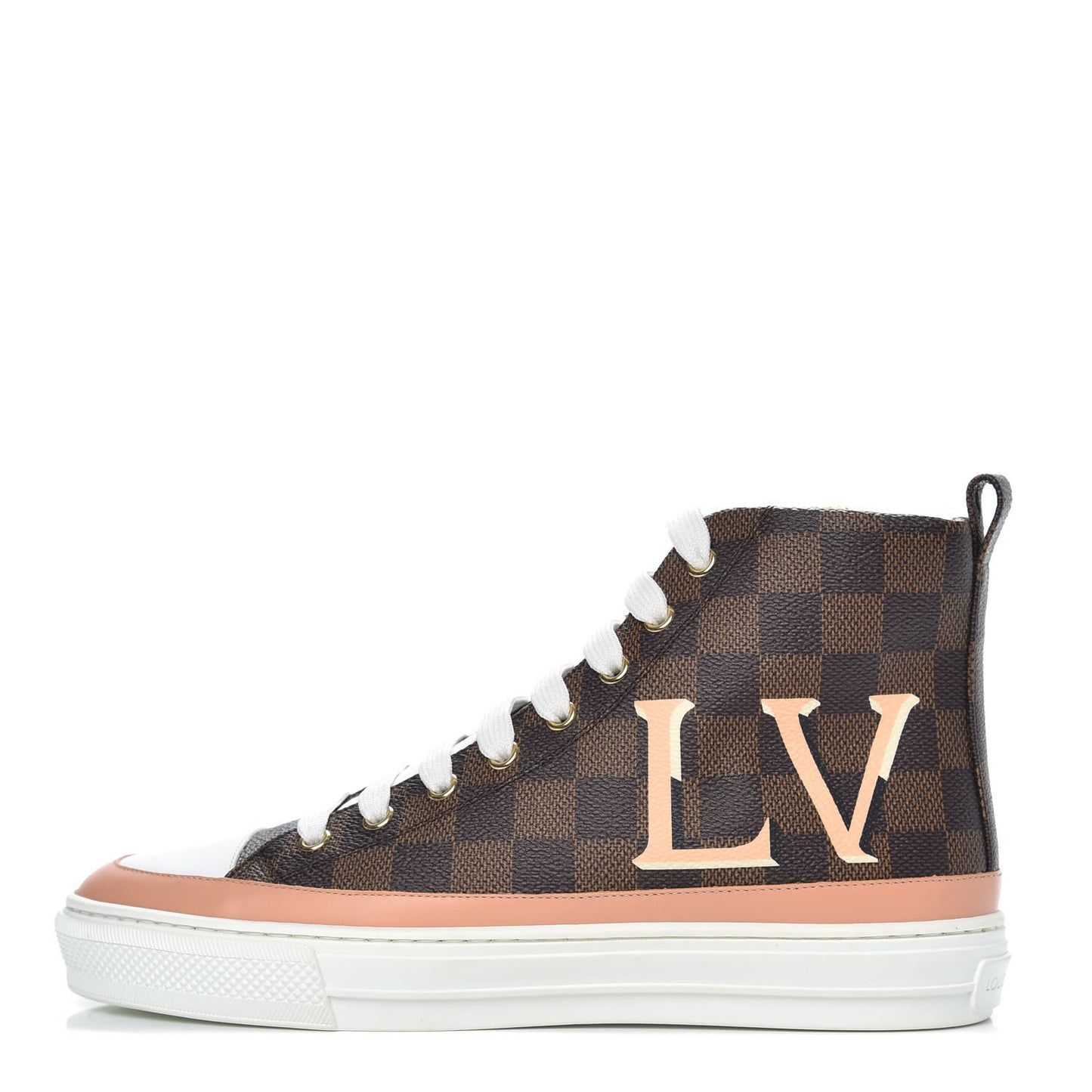 Damier Ebene Stellar High Top Sneakers 38 Venus Pink