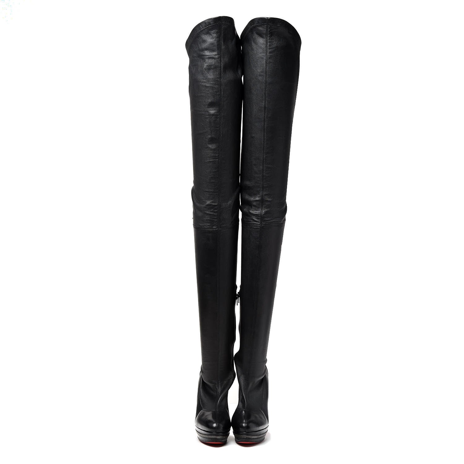 Christian Louboutin Calfskin Over The Knee Zipper Boots 40.5 Black 2 of 9