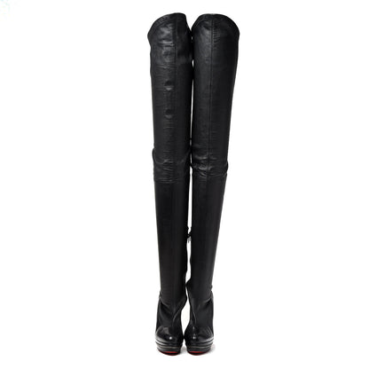 Christian Louboutin Calfskin Over The Knee Zipper Boots 40.5 Black 2 of 9