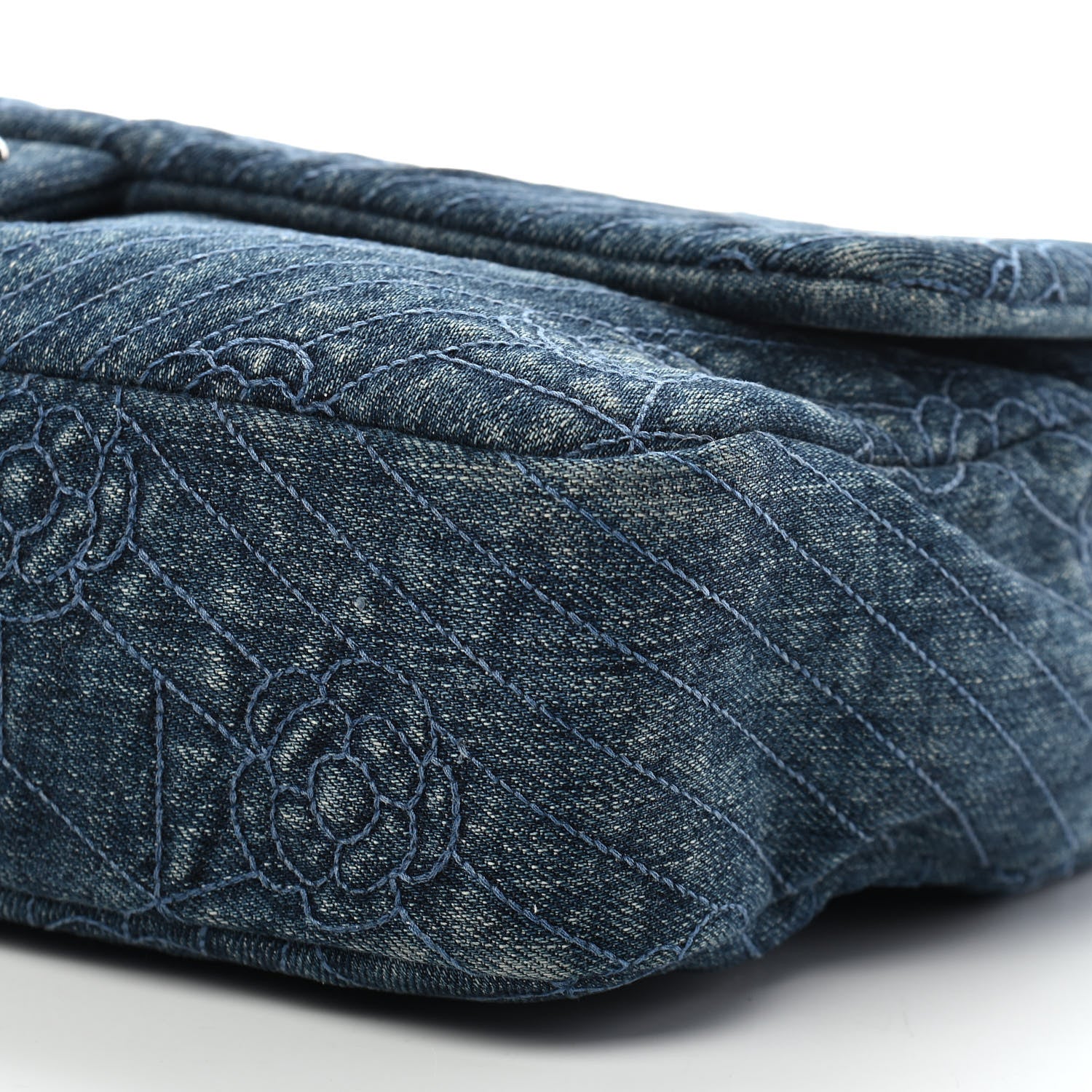 Chanel Denim Camellia Embroidered Flap Dark Blue 8 of 8