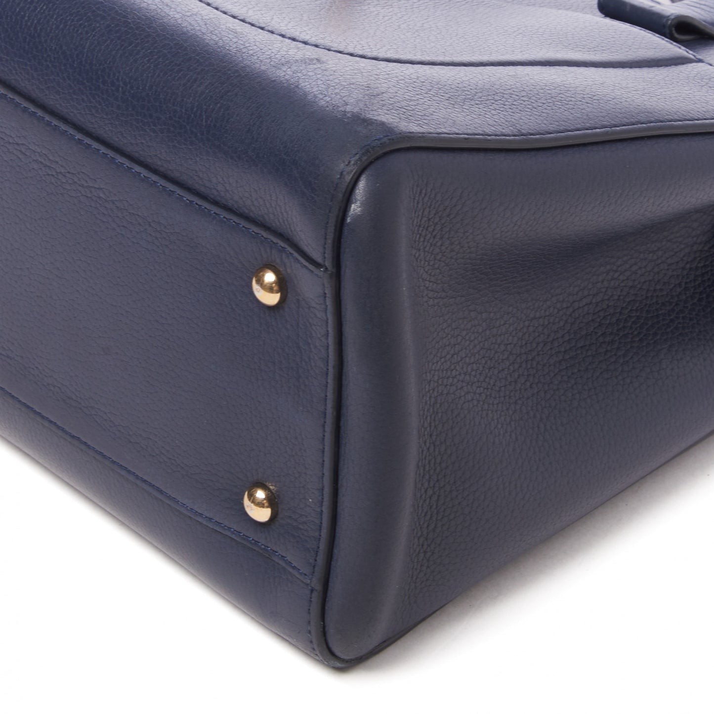 Grained Calfskin Small Neo Executive Shopper Tote Navy