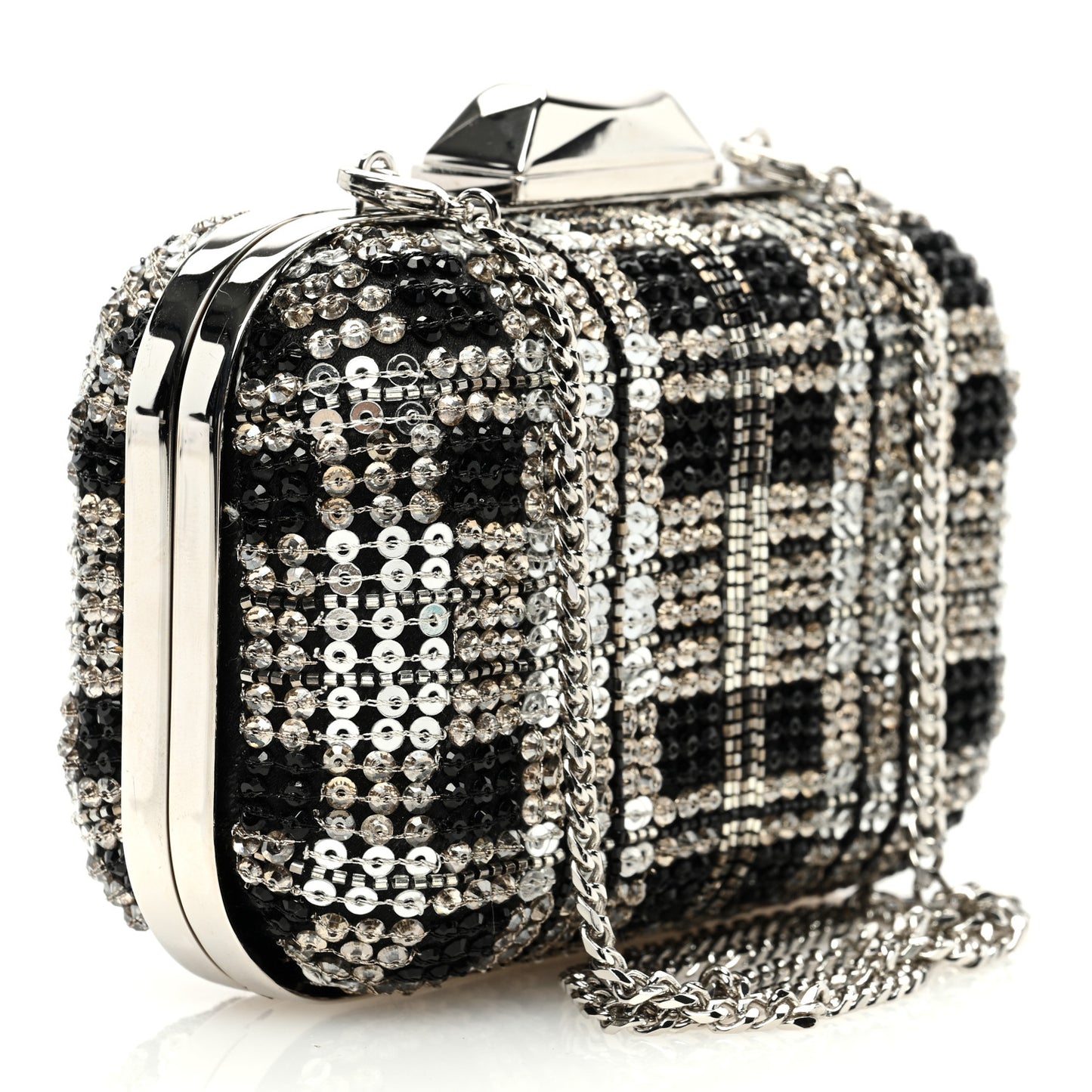 Sequins Micro Cloud Clutch Black Silver