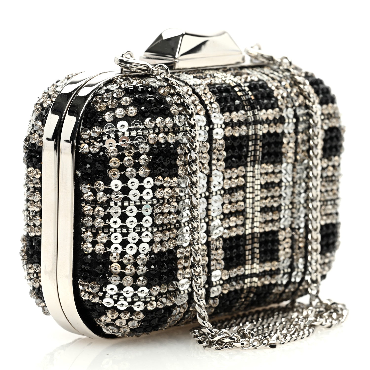 Jimmy Choo Sequins Micro Cloud Clutch Black Silver 3 of 9