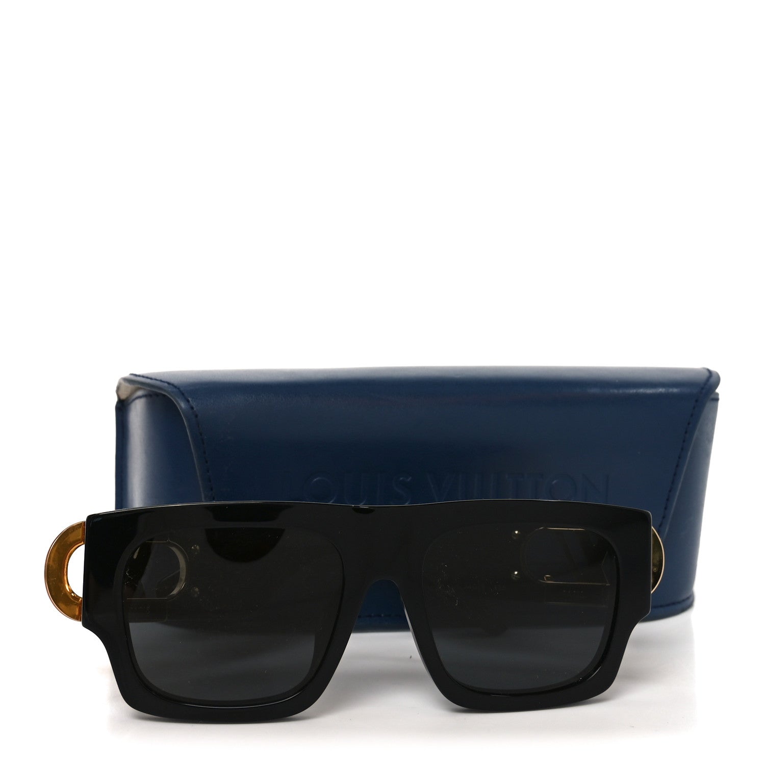 Louis Vuitton Acetate LV Link Square Sunglasses Z1478E Black