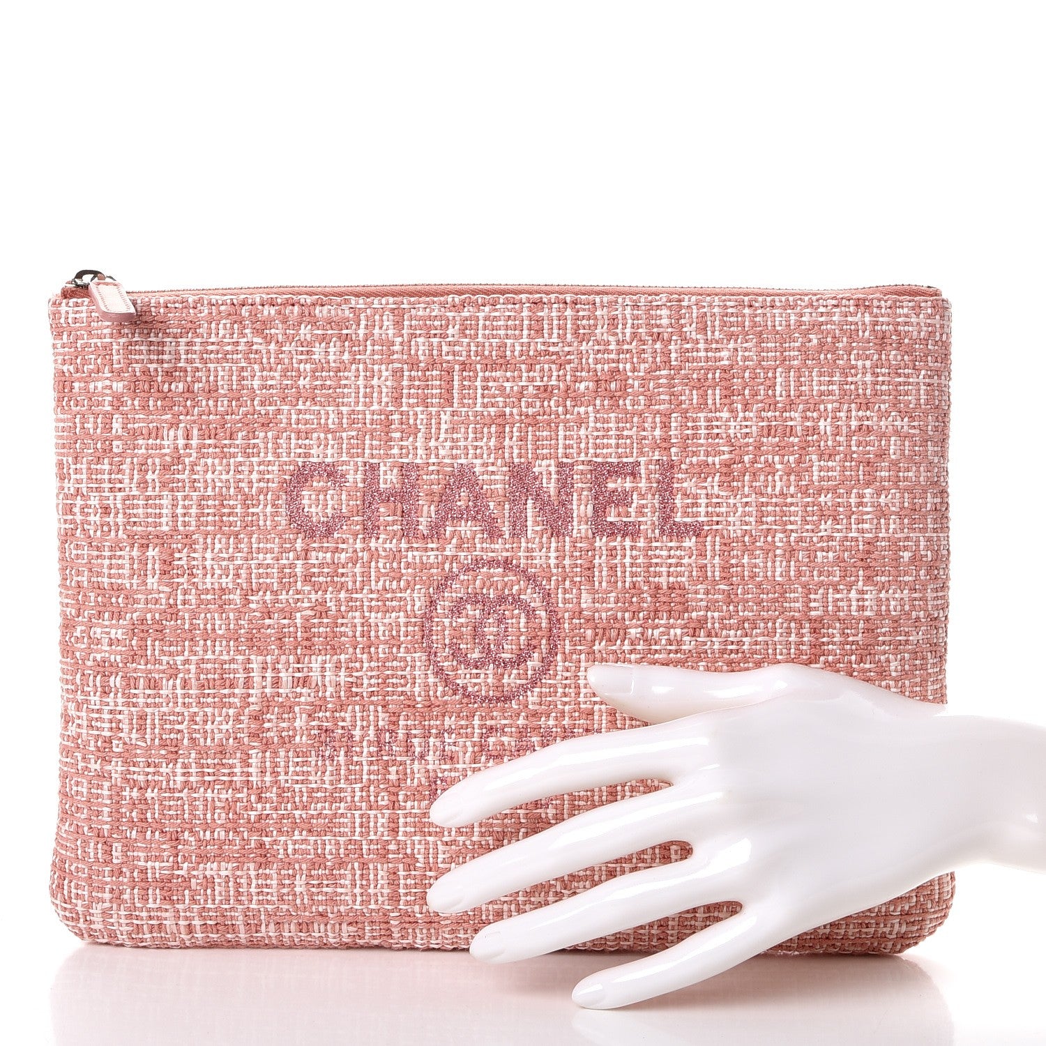 Chanel Canvas Small Deauville Pouch Pink 2 of 8