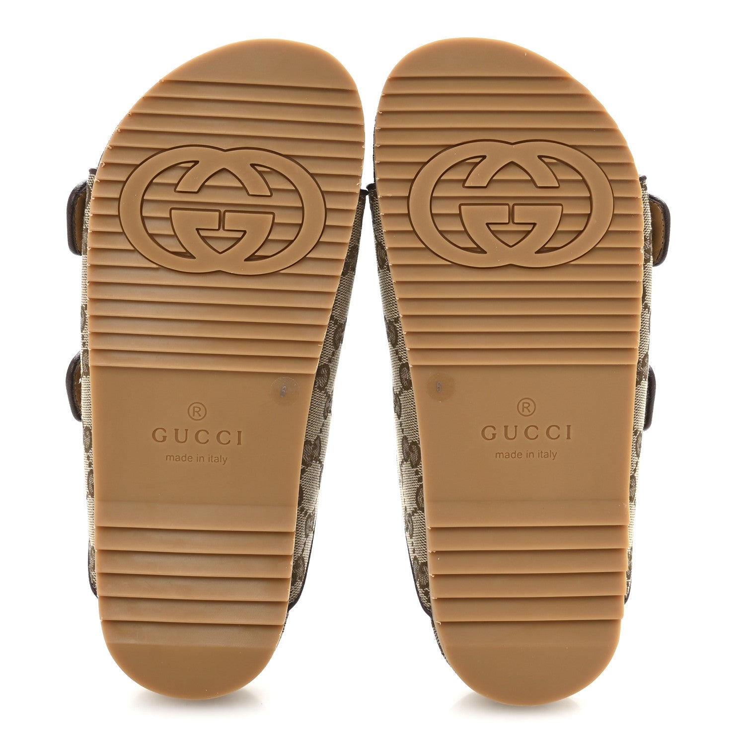 Gucci GG Monogram Lavaredo Eco Fabric Mens Slide Sandals With Straps 6 Beige Ebony Light Brown 6 of 10