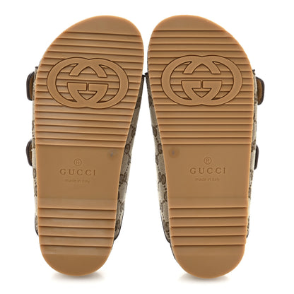 Gucci GG Monogram Lavaredo Eco Fabric Mens Slide Sandals With Straps 6 Beige Ebony Light Brown 6 of 10