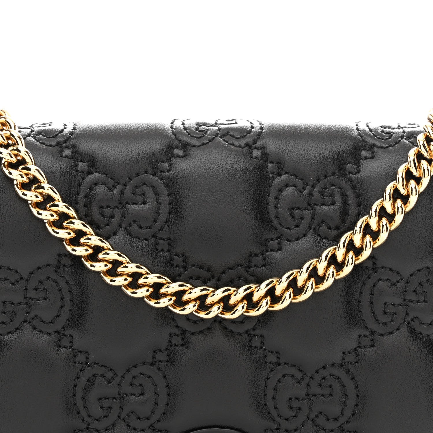 Gucci Calfskin GG Matelasse Chain Wallet Black 7 of 9