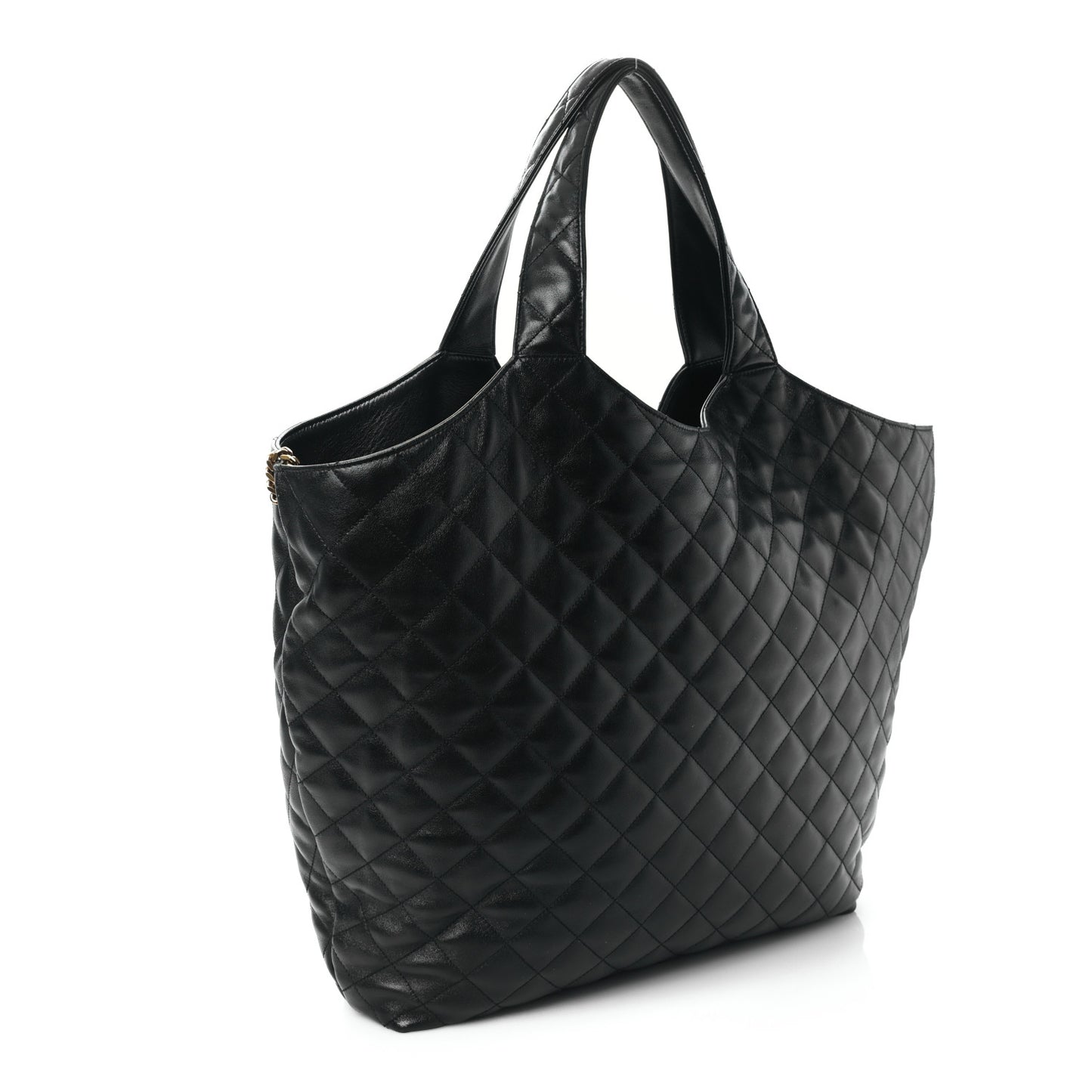 Lambskin Quilted Maxi Icare Shopping Tote Black