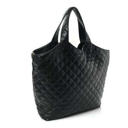 Saint Laurent Lambskin Quilted Maxi Icare Shopping Tote Black 4 of 9