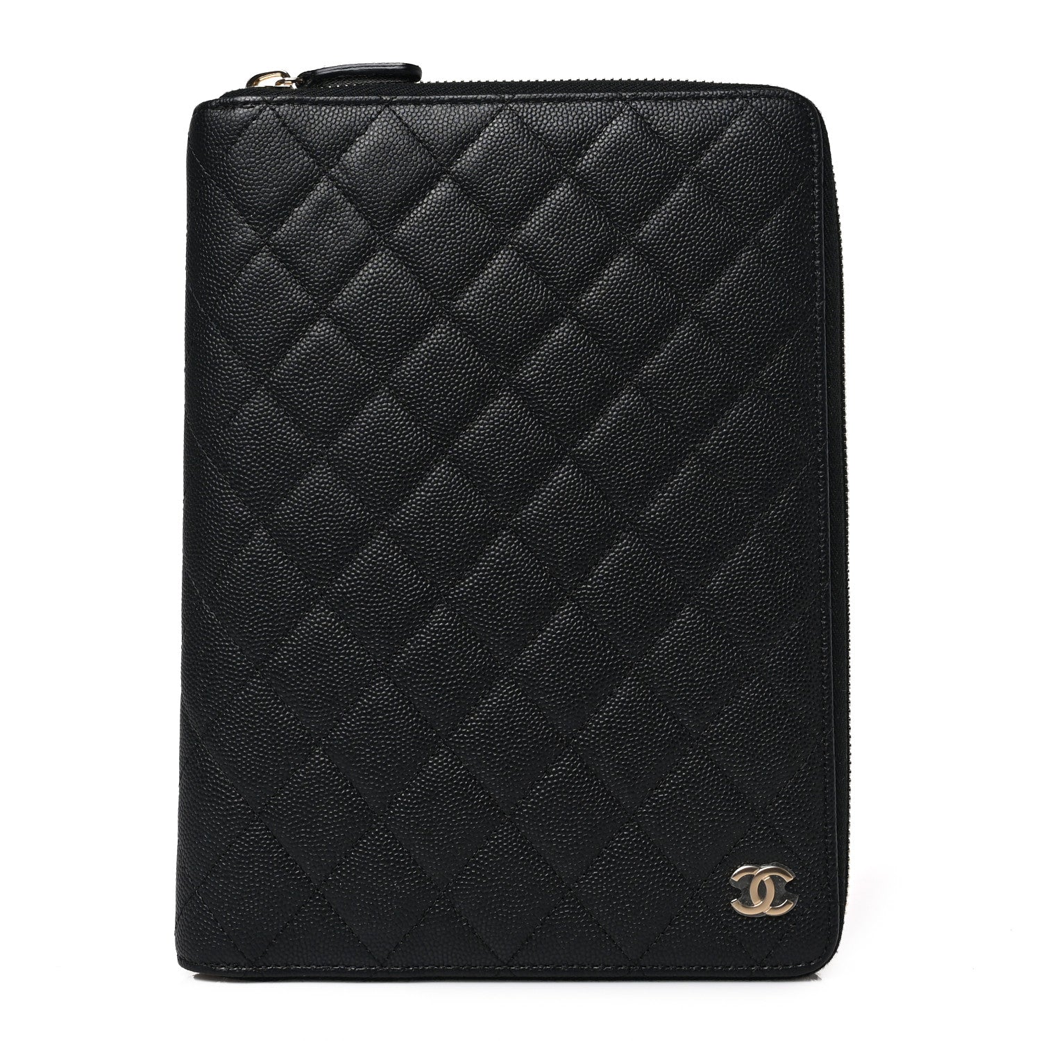 Chanel Caviar Quilted Zip Around Notebook Agenda Cover Black 1 of 6