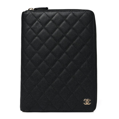 Chanel Caviar Quilted Zip Around Notebook Agenda Cover Black 1 of 6