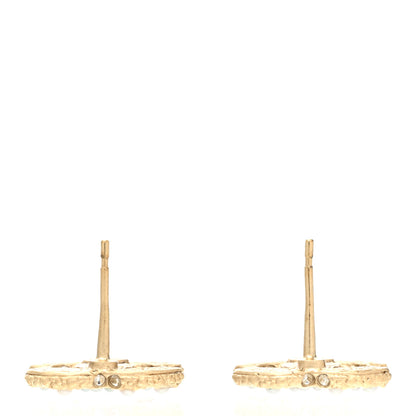 Chanel Metal Graduated Pearl Crystal CC Earrings Light Gold 3 of 5