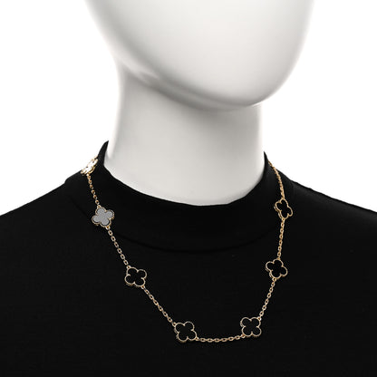 Van Cleef & Arpels 18K Yellow Gold Black Onyx 10 Motifs Vintage Alhambra Necklace 2 of 5