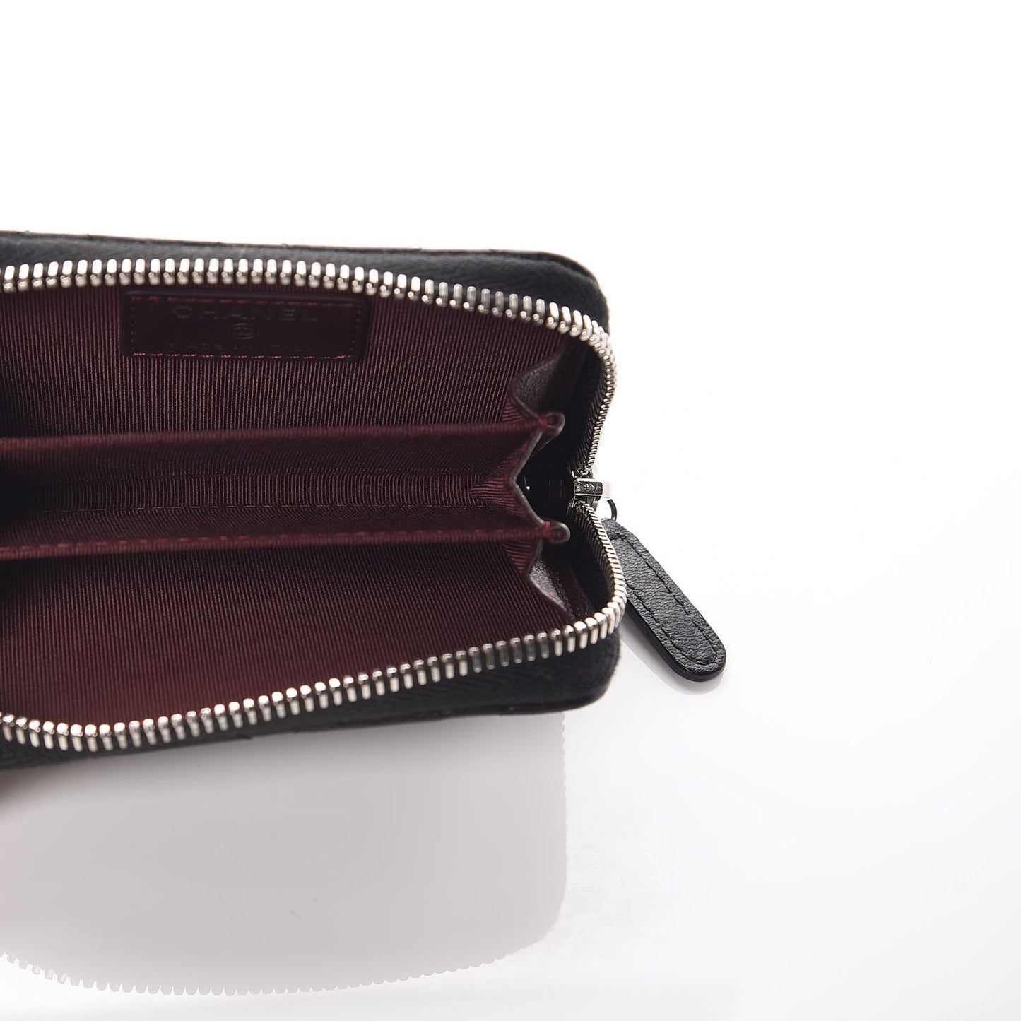 Lambskin Quilted Zip Coin Purse Black