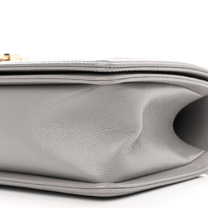 Chanel Caviar Quilted Medium Boy Flap Light Grey 10 of 11