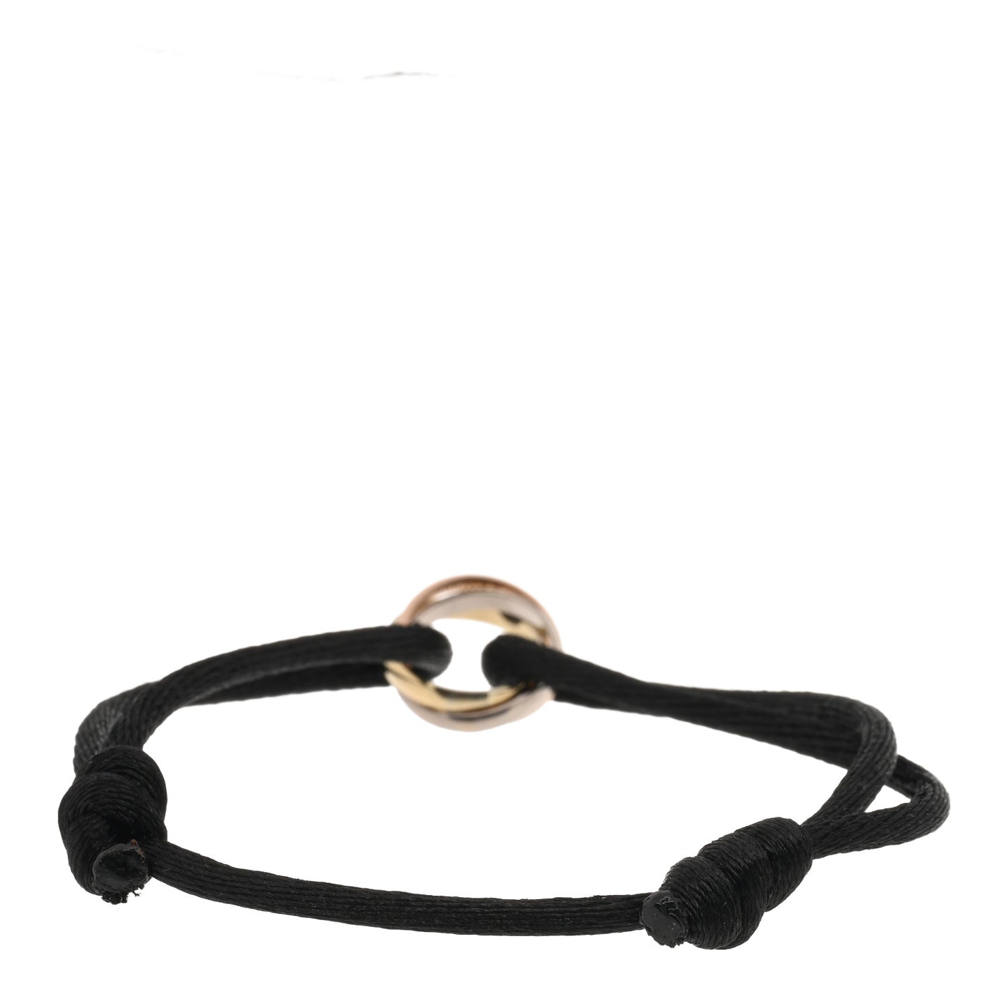 18K Pink Yellow White Gold Trinity Adjustable Cord Bracelet Black