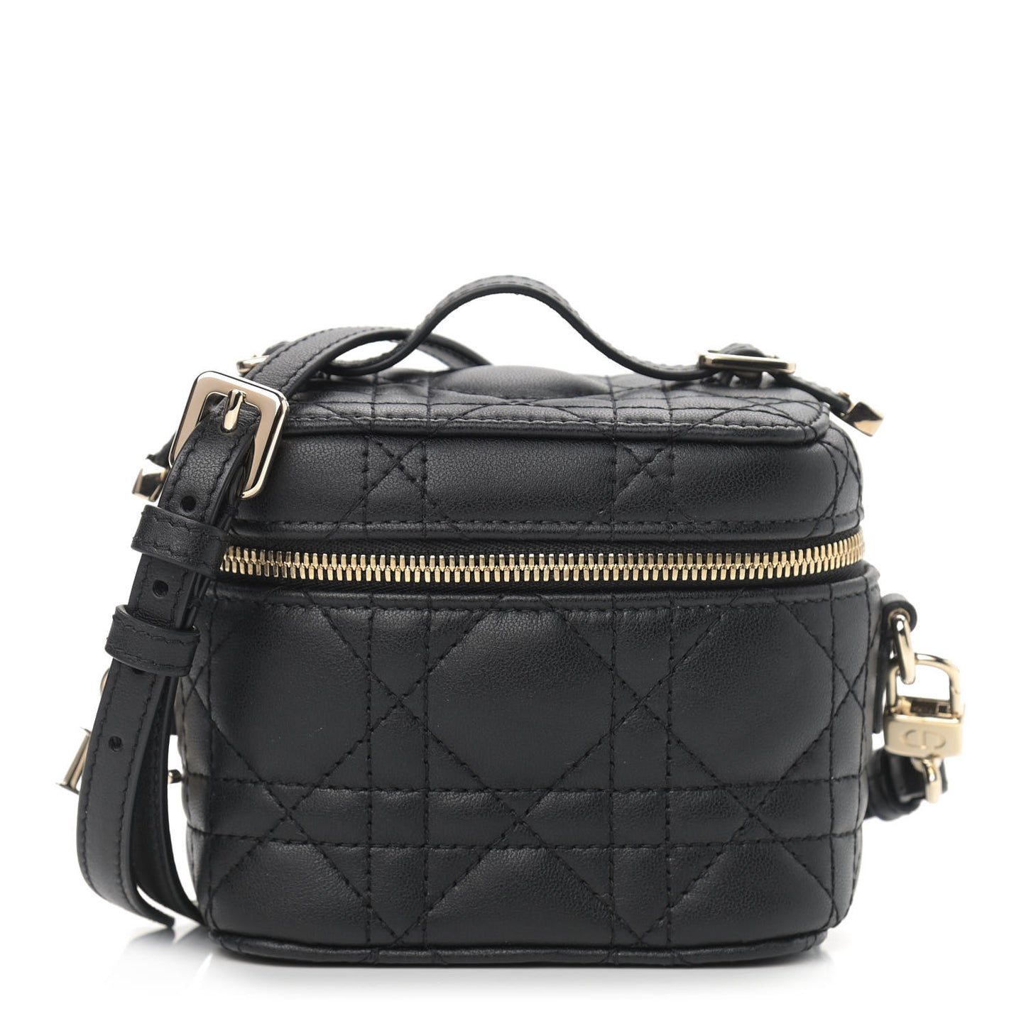 Lambskin Cannage Micro Lady Dior Vanity Case Black