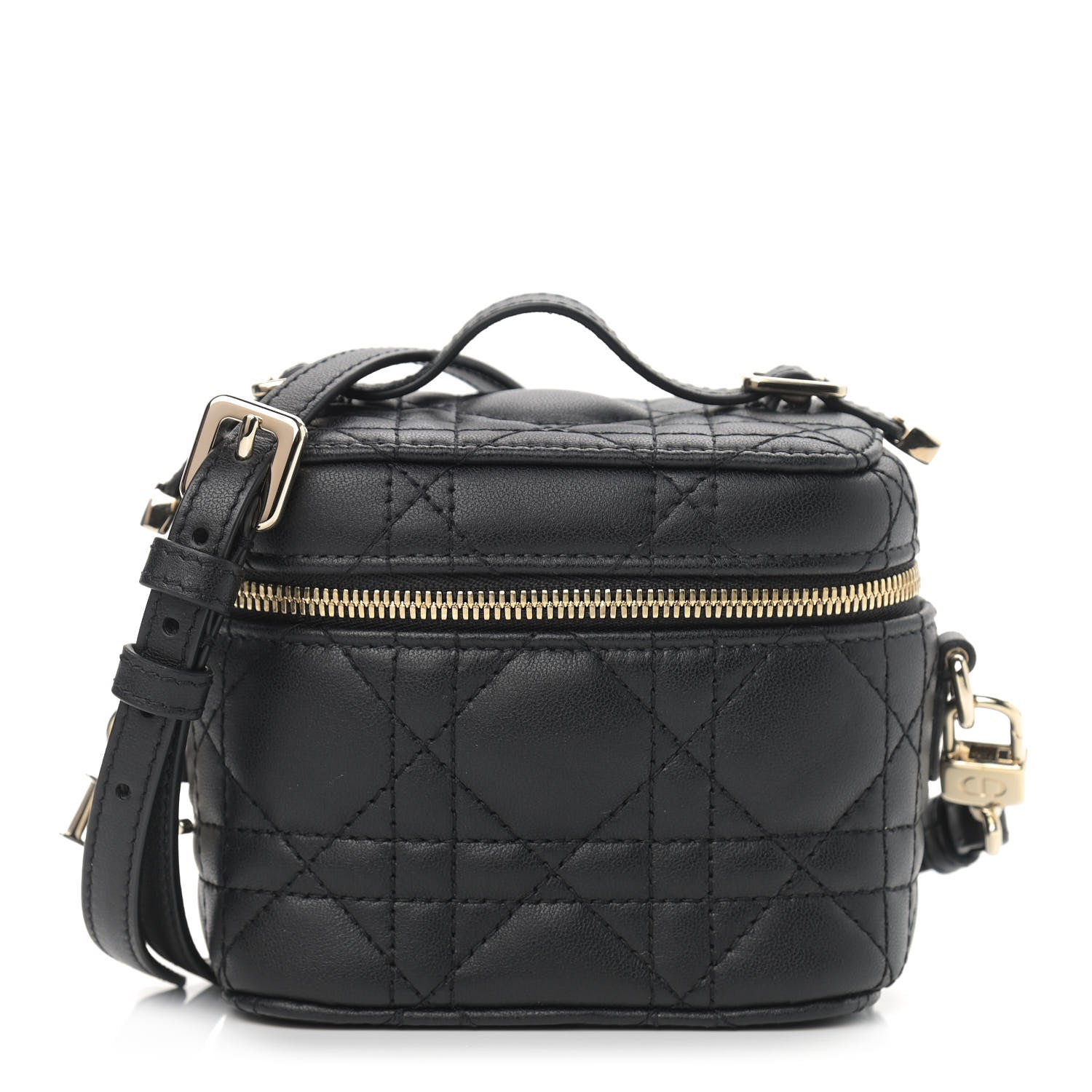 Christian Dior Lambskin Cannage Micro Lady Dior Vanity Case Black 1 of 9