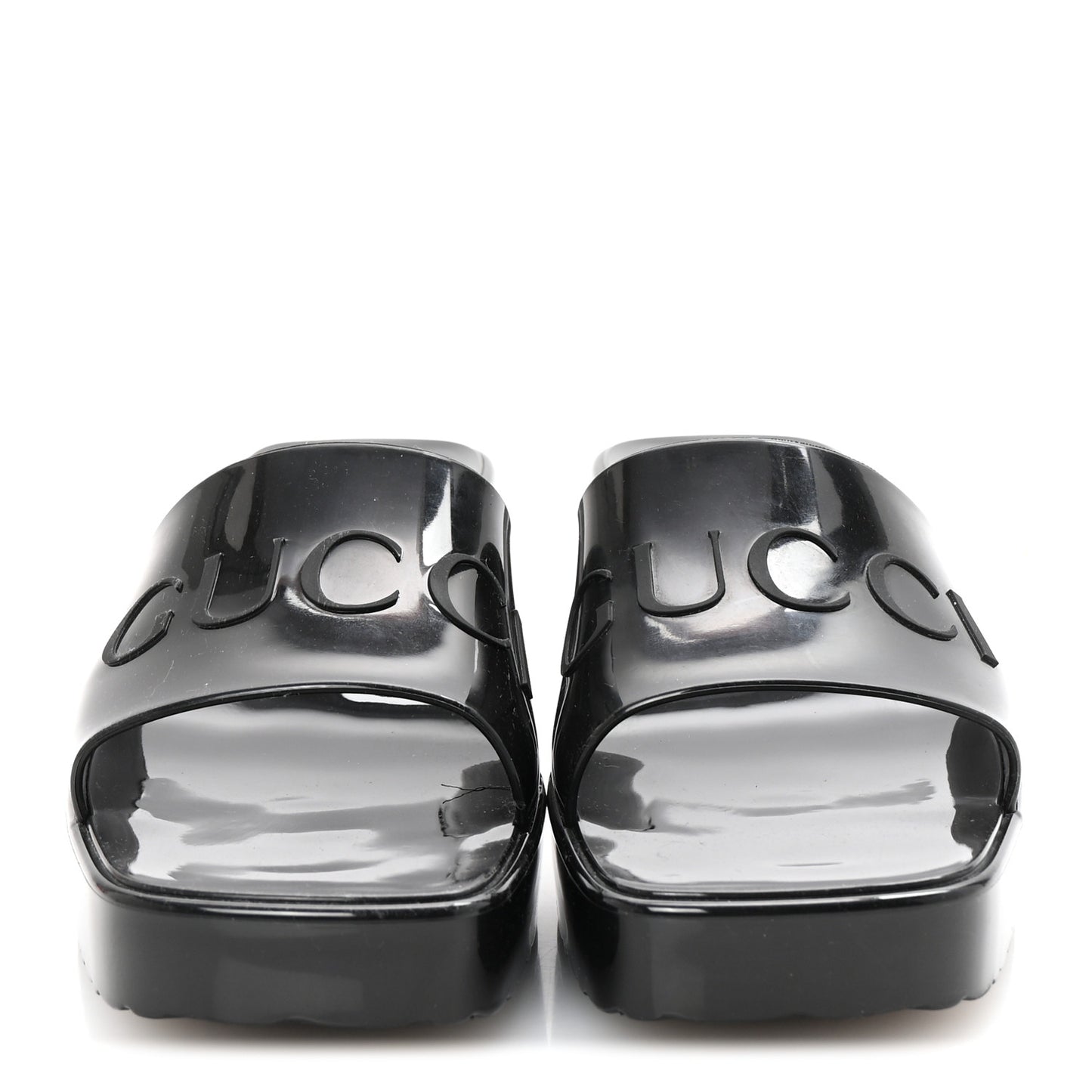 Rubber Gucci Logo Womens Platform 20/60mm Slide Sandals 39 Black