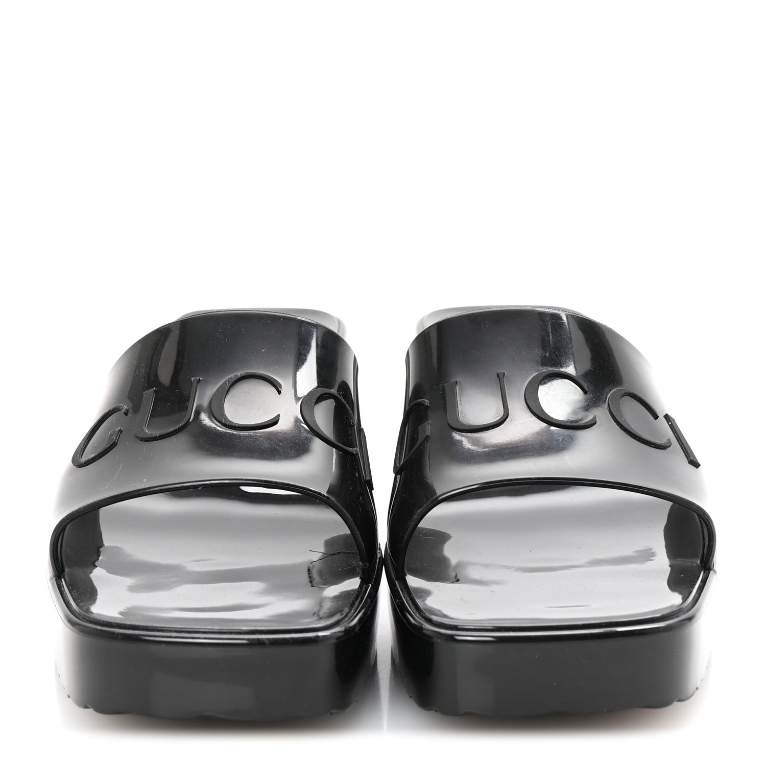Gucci Rubber Gucci Logo Womens Platform 20/60mm Slide Sandals 39 Black 3 of 10