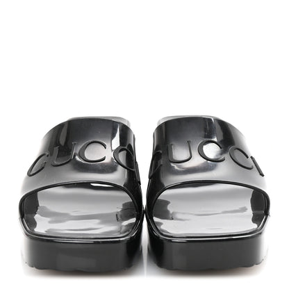 Gucci Rubber Gucci Logo Womens Platform 20/60mm Slide Sandals 39 Black 3 of 10