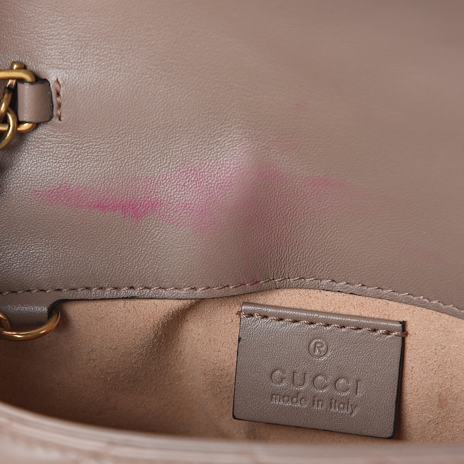 Gucci Calfskin Matelasse Super Mini GG Marmont Shoulder Bag Porcelain Rose 6 of 8